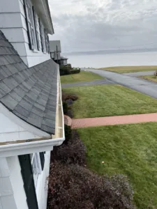 A clean gutter on a coastal home